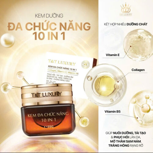 Kem T&T LUXURY đa chức năng 10 IN1phục hồi - tái tạo - dưỡng ẩm - nám - trắng da - chống nắng SPF 45 PA++ 35g