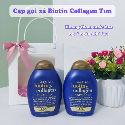 Bộ Dầu Gội Xả Biotin Collagen Ogx Combo Biotin Tím Chính Hãng