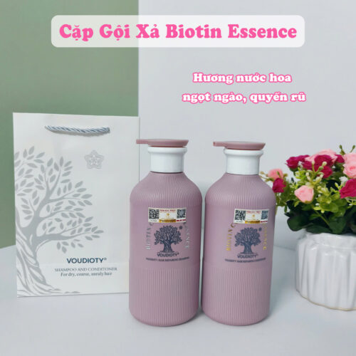 Cặp Dầu Gội Xả Biotin Collagen Essence Hương nước hoa, phục hồi tóc hư tổn, giúp tóc suôn mượt tự nhiên 500ml