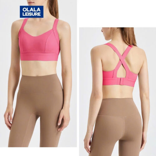 OLALA LEISURE Áo Lót Thể Thao Một Mảnh Dây Chéo Lưng Chống Sốc Độ Đàn Hồi Cao Giản Dị