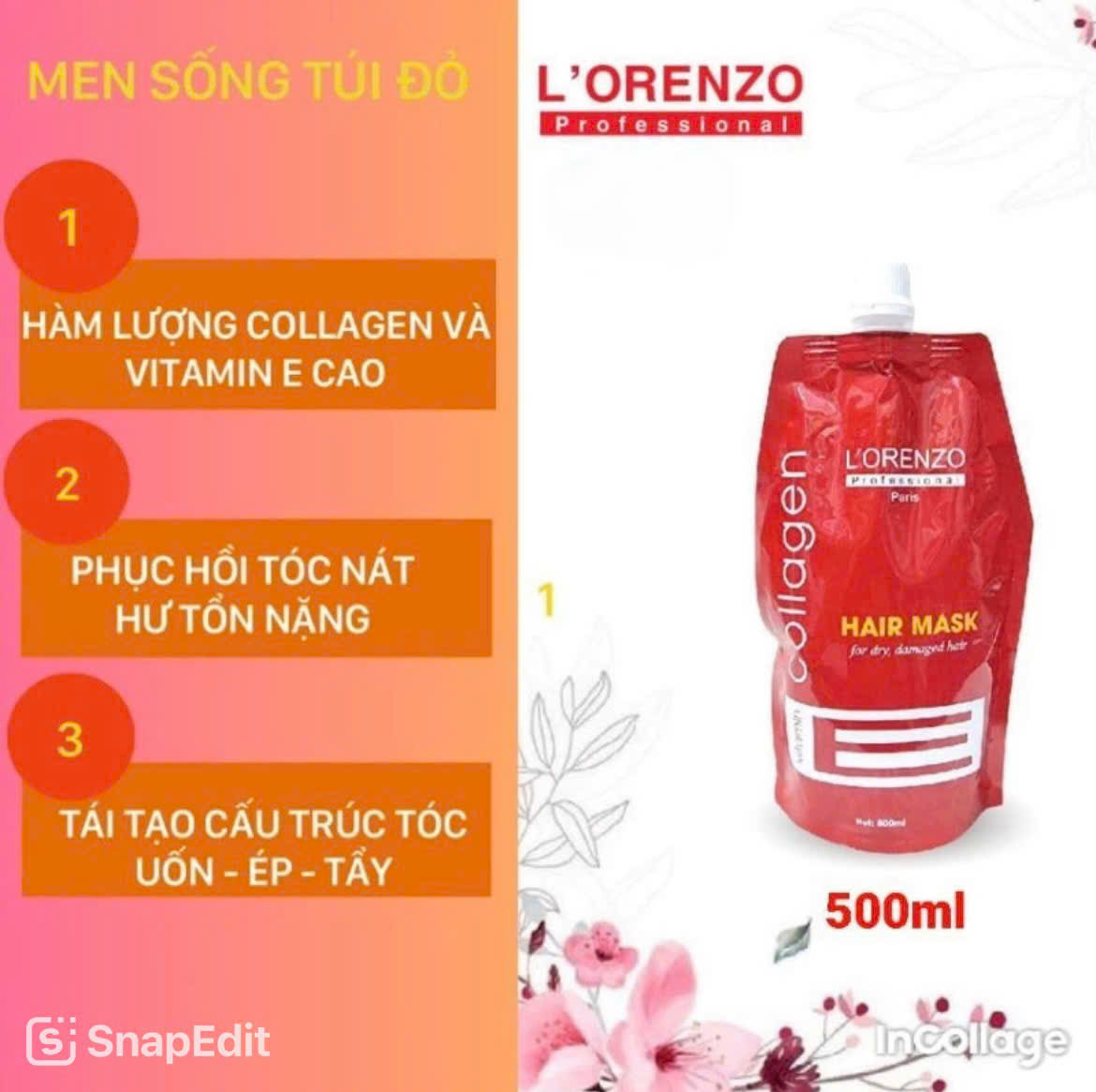 kem hấp xả tóc men sống L'ORENZO