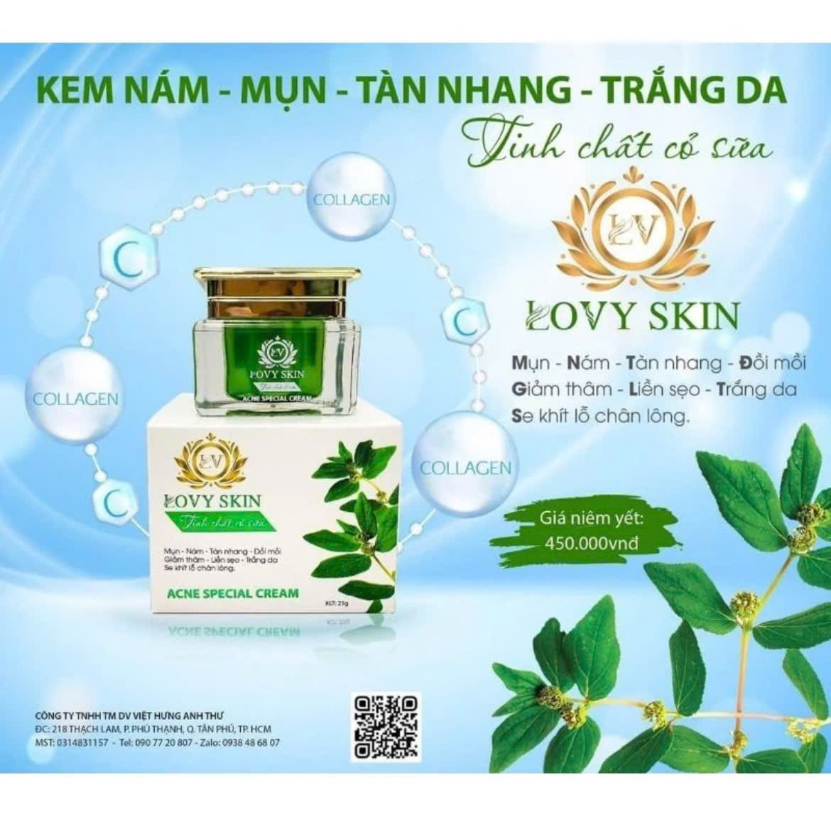 kem chuyên trị nám tàn nhang đôi mồi dưỡng trắng da lovy skin