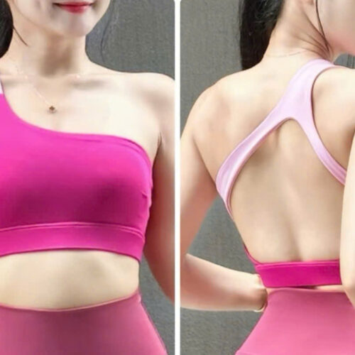 Áo Bra Tập Gym Nữ Lệch Vai Phối Màu